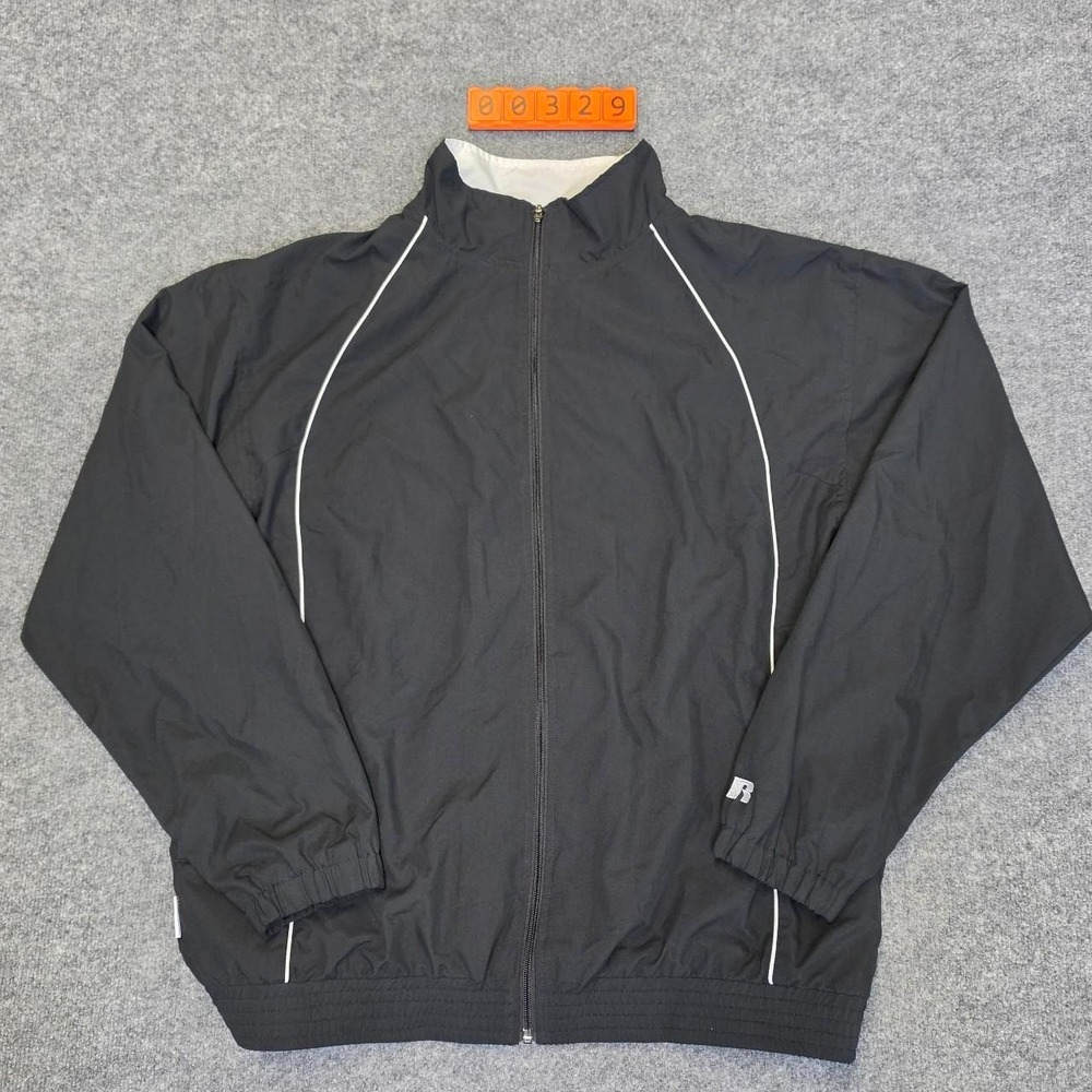 Russell Athletic black polyester windbreaker jacket  size L.